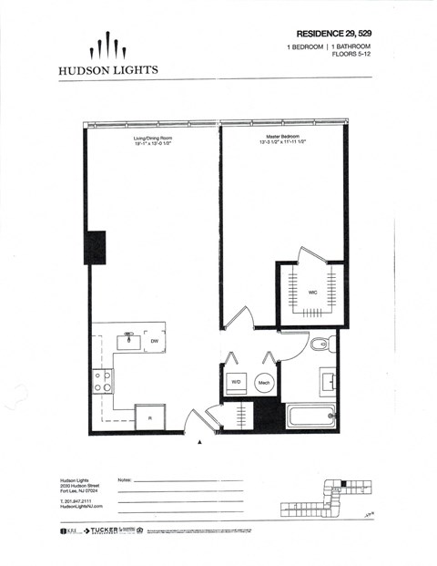 Residence 29, 529 Floor Plan at Hudson Lights, Fort Lee, 07024